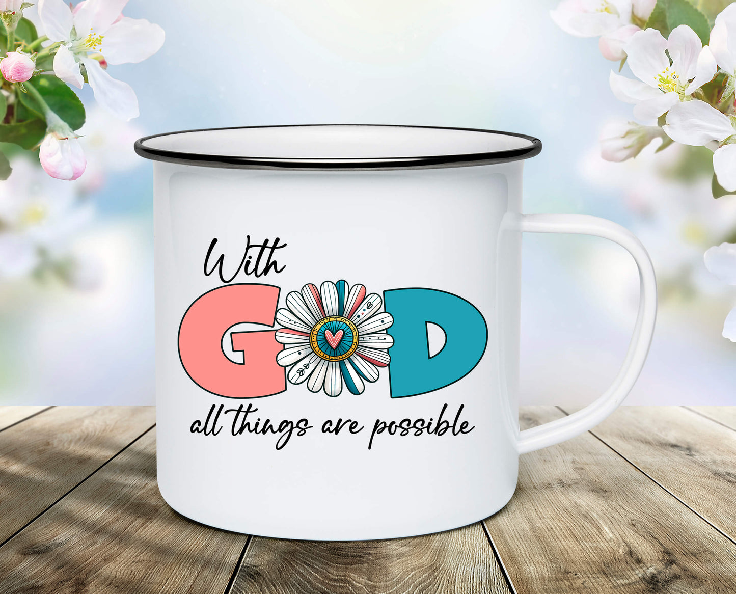 With GOD all things are possible - smaltovaný hrnček